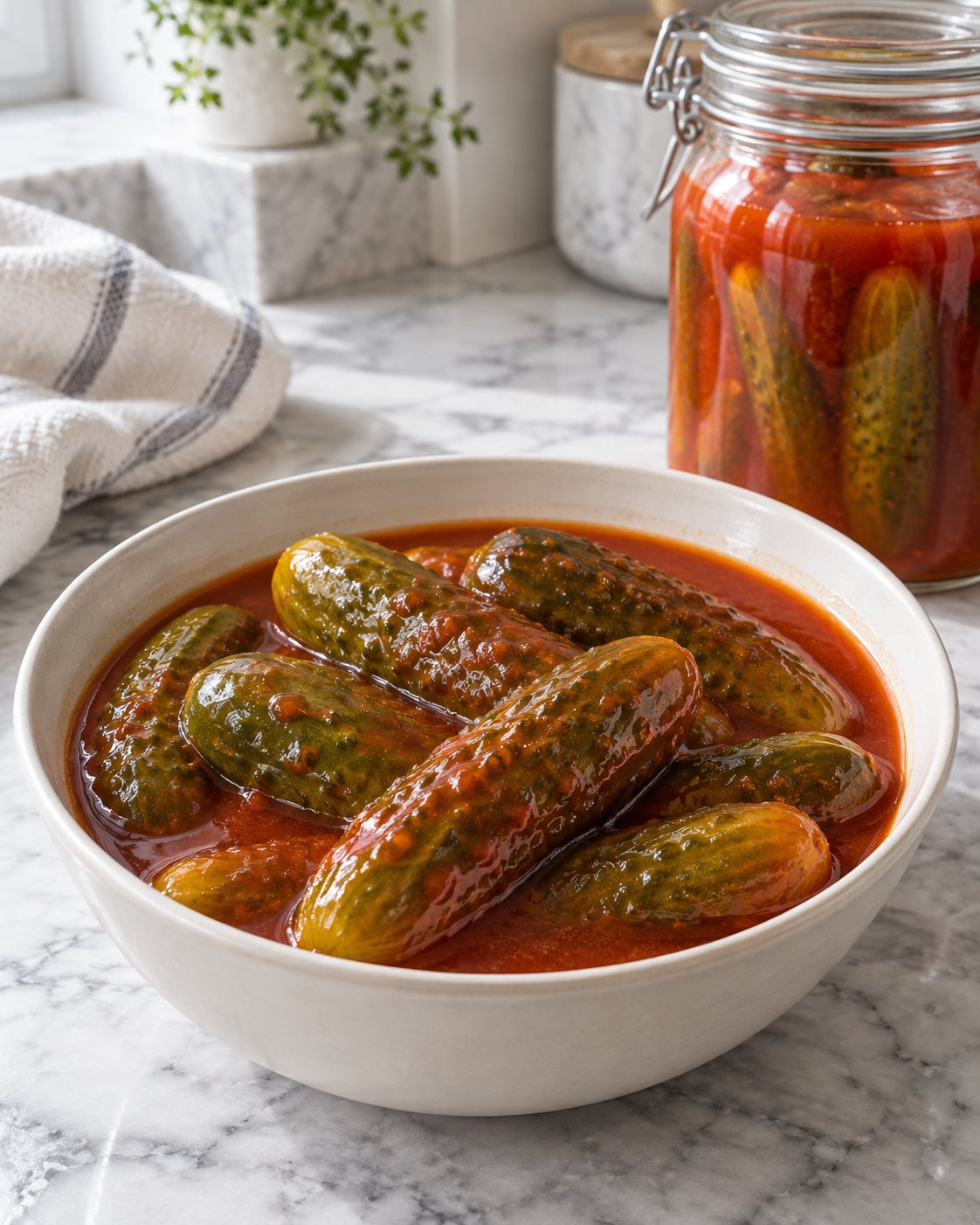 Маринованные огурцы в томатной заливке