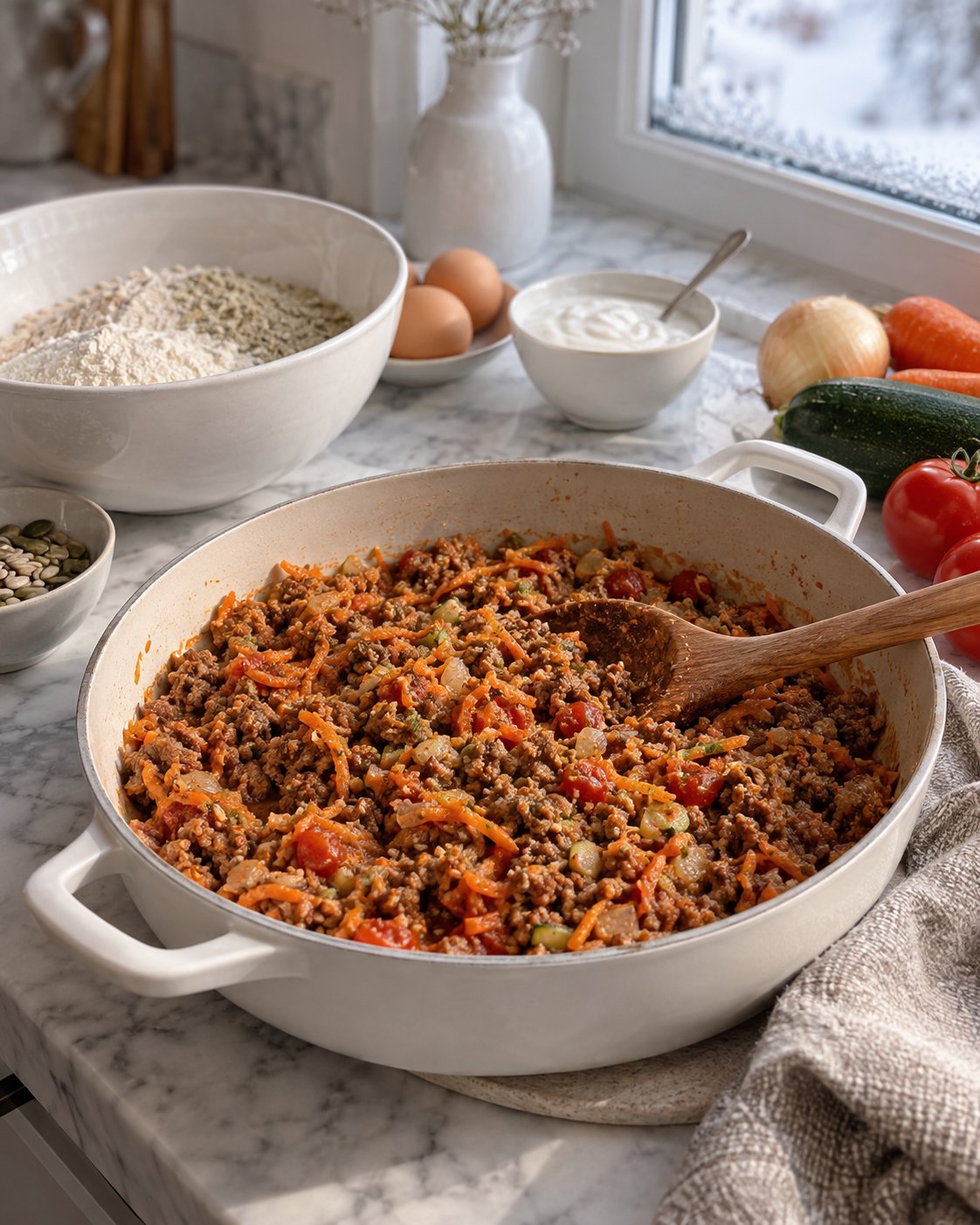 Заливной пирог с мясной начинкой без глютена — фото 5