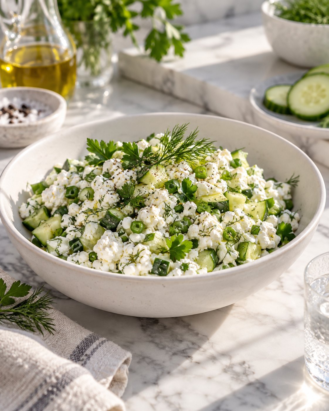Салат с творогом и зеленью