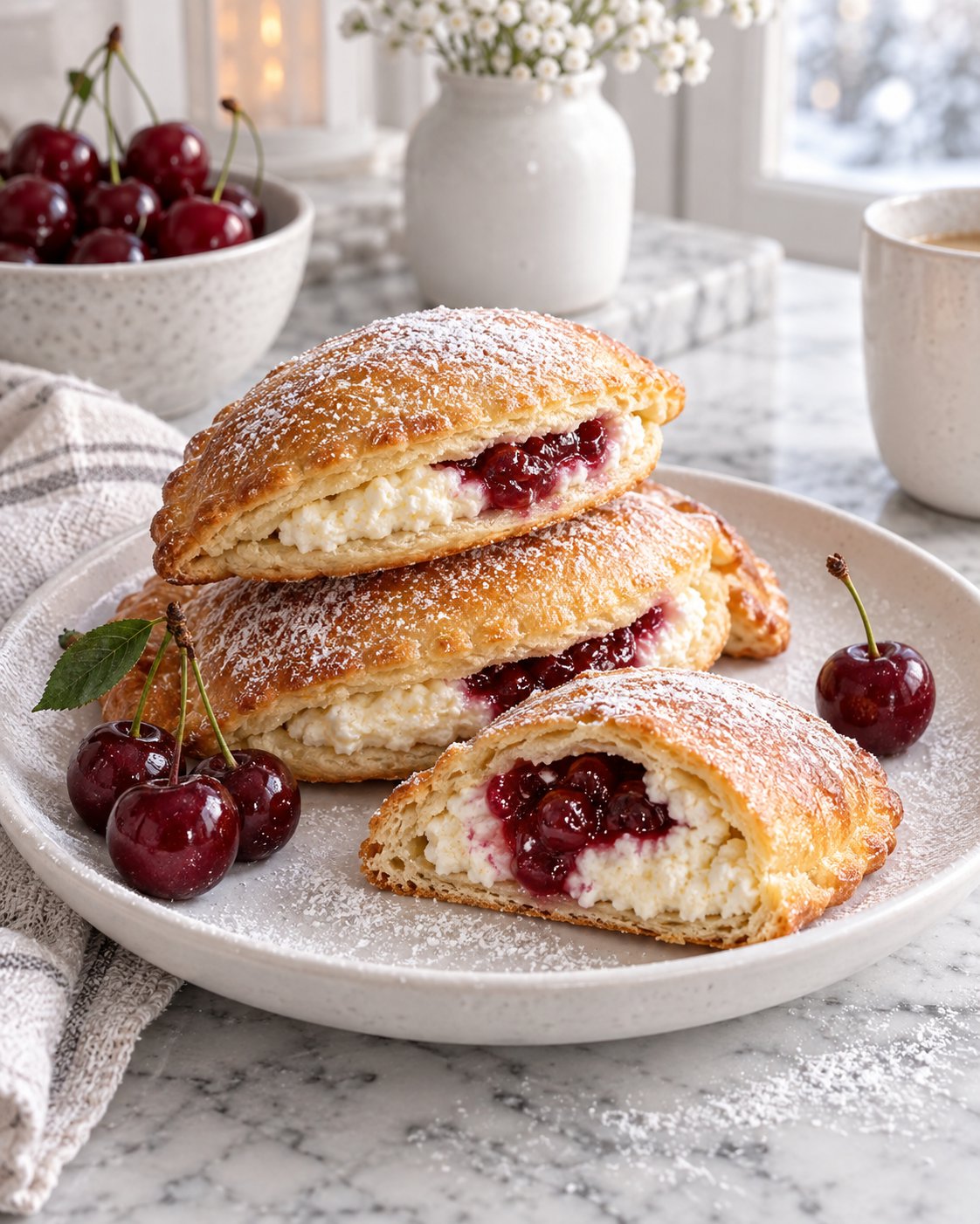 Творожные сочни с вишнёвым джемом (заморозка)
